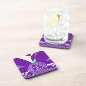 Dessous-de-verre Imprimante d'art bleu rétro Cyan Kaleidoscope (Côté Droit)