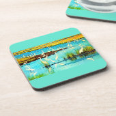 Dessous-de-verre imprimé d'aigrettes enneigées (Côté gauche)