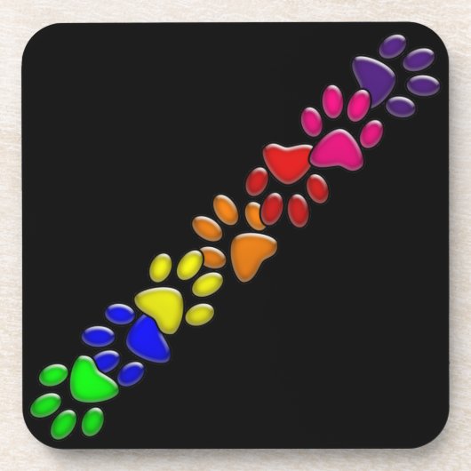 Dessous-de-verre imprimé de chat arc-en-ciel (Devant)