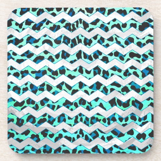 Dessous-de-verre Imprimé léopard noir et sarcelle (Devant)