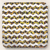 Dessous-de-verre Imprimerie Leopard Brown et jaune Cevron (Devant)