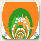 Dessous-de-verre Inde Cricket Spirit Design abstrait (Devant)