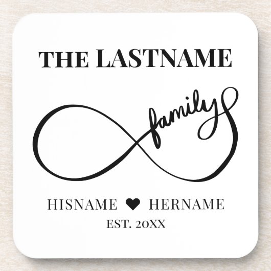 Dessous-de-verre Infinity Personalized Family Name and Est. Date (Devant)
