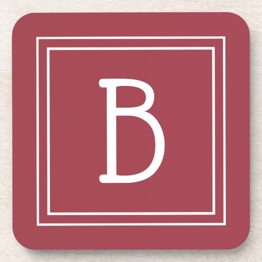 Dessous-de-verre Initiale monogrammée rouge cramoisi et blanc moder (Devant)