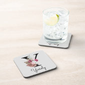 Dessous-de-verre Initiale Y Monogrammée Rose Bohème Florale (Côté Droit)