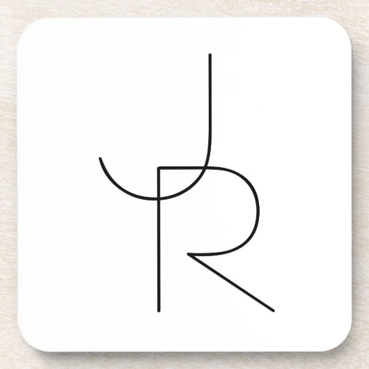 Dessous-de-verre Initiales de chevauchement 2 modernes| Noir sur bl (Devant)