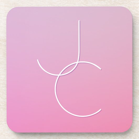 Dessous-de-verre Initiales de chevauchement modernes 2 | Ombre rose (Devant)