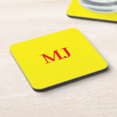 Dessous-de-verre Initiales en monogramme jaune simple et tendance (Côté gauche)