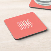 Dessous-de-verre Initiales Monogramme | Blanc Sur Corail (Côté gauche)