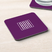 Dessous-de-verre Initiales Monogramme | Blanc Sur Violet Foncé (Côté gauche)