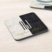 Dessous-de-verre Initiales Monogrammées Noir et Blanc Modernes (Côté gauche)