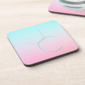 Dessous-de-verre Initiales superposées Modernes 2 | Turquoise Rose (Côté gauche)