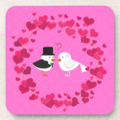 Dessous-de-verre Inséparables entourés de coeurs sur un (Devant)