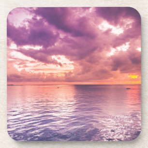 Dessous-de-verre Inspiration du coucher de soleil sur l'océan