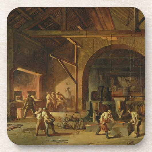 Dessous-de-verre Intérieur de ferronneries, 1850 (huile sur la (Devant)