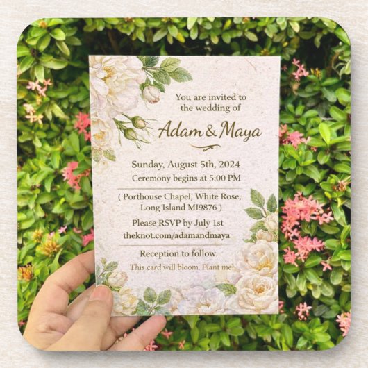 Dessous-de-verre Invitation de mariage botanique classique (Devant)