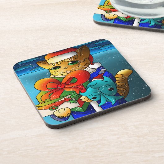 Dessous-de-verre Invité du chat de Noël (Côté gauche)