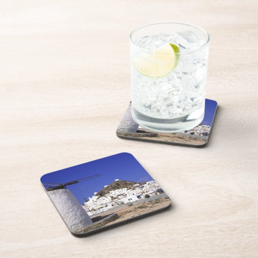 Dessous-de-verre Ios, Grèce. Beau et net, blanc et (Côté Droit)