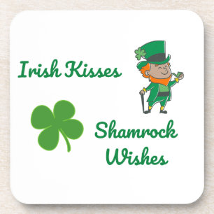 Dessous-de-verre Irlandais Baisers, Shamrocks souhaits sur un