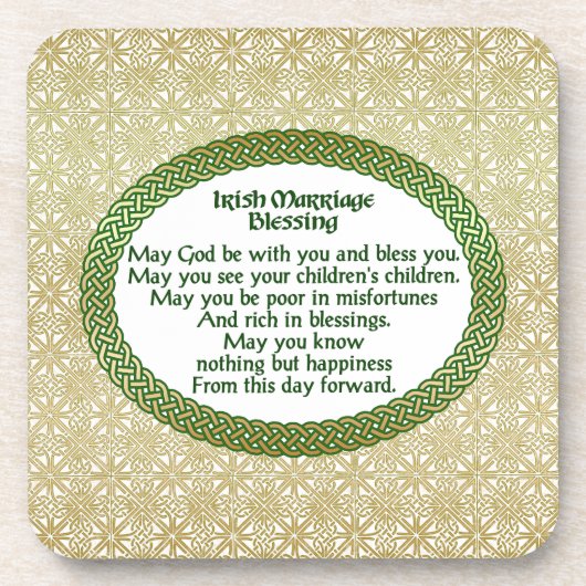Dessous-de-verre Irlandais mariage bénédiction, or et Mariage vert (Devant)