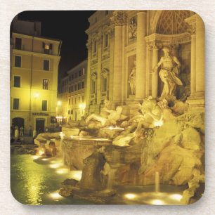 Dessous-de-verre Italie, Rome. Fontaine de Trevi la nuit.