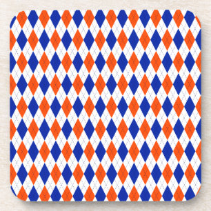 Dessous-de-verre Jacquard orange et bleu diamant