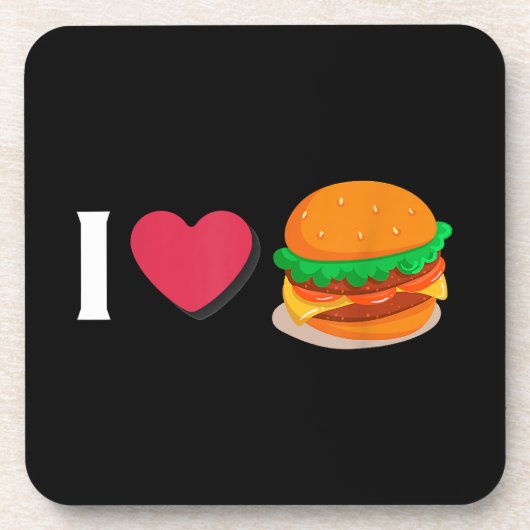 Dessous-de-verre J'adore Burger Cheeseburger Manger Malsain (Devant)
