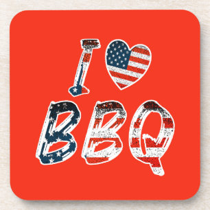 Dessous-de-verre J'adore le barbecue, patriotique américain