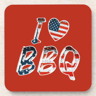 Dessous-de-verre J'adore le barbecue, patriotique américain