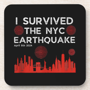 Dessous-de-verre J'ai survécu au tremblement de terre de NYC le 5 a