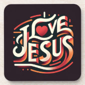 Dessous-de-verre J'aime Jésus rétro chrétien (Devant)