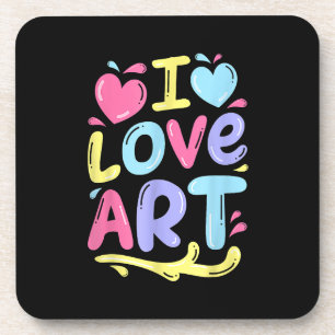 Dessous-de-verre J'aime l'art, cadeau de peinture colorée d'artiste