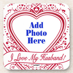 Dessous-de-verre J'Aime Mon Mari ! Photo Red Hearts