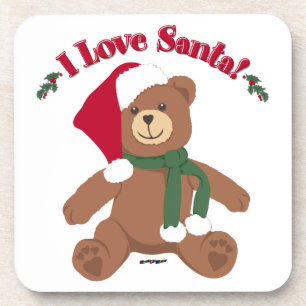 Dessous-de-verre J'aime Santa ! Ours en peluche de Noël