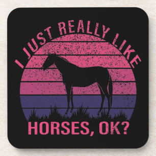 Dessous-de-verre J'aime vraiment les chevaux en rose et violet prof