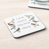 Dessous-de-verre J'Aime Vraiment Les Oiseaux OK T-Shirt Birdwatcher (Côté gauche)