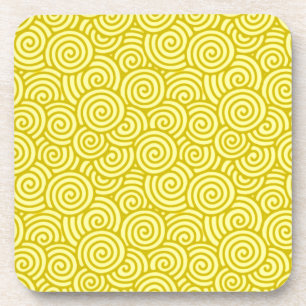 Dessous-de-verre Japanese swirl pattern - mustard and light yellow
