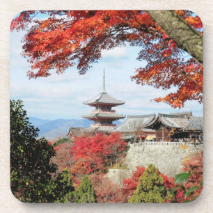 Dessous-de-verre Japon, Kyoto. Temple Kiyomizu en couleur d'automne