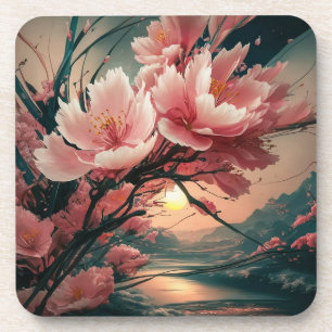 Dessous de verre japonais superbe en fleurs de cer