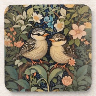 Dessous-de-verre Jardin botanique de deux mignons bébés oiseaux