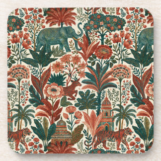 Dessous-de-verre Jardin Colonial Indien Eléphants Tigres Vintage