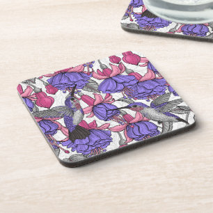 Dessous-de-verre Jardin des colibris en rose et rose