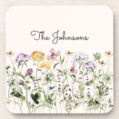 Dessous-de-verre Jardin Fleur sauvage de l'aquarelle monogramme (Devant)