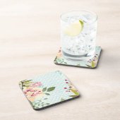 Dessous-de-verre Jardin floral, Arrière - plan bleu (Côté Droit)