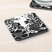 Dessous-de-verre Jardin floral noir et blanc Motif graphique (Côté gauche)