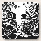 Dessous-de-verre Jardin floral noir et blanc Motif graphique (Devant)