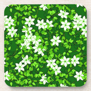 Dessous-de-verre Jasmin blanc parmi les feuilles vertes