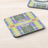 Dessous-de-verre Jaune bleu violet géométrique (Côté gauche)