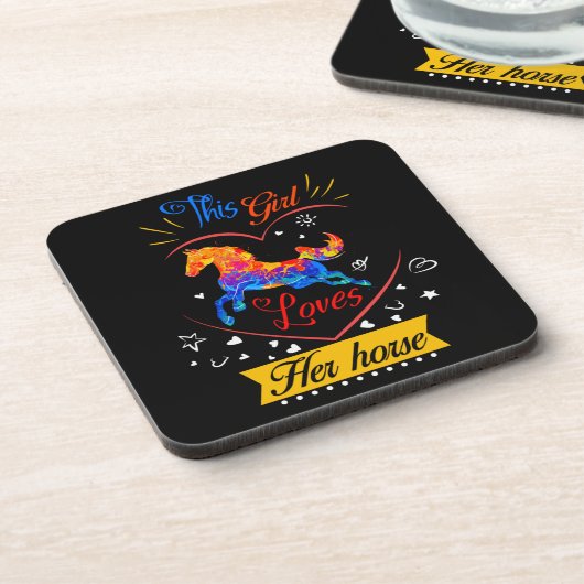 Dessous-de-verre Jaune Cette Fille Aime Son Cheval (Côté gauche)