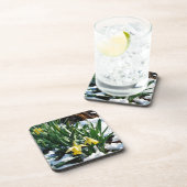 Dessous-de-verre Jaune Daffodils fleurs dans la neige (Côté Droit)